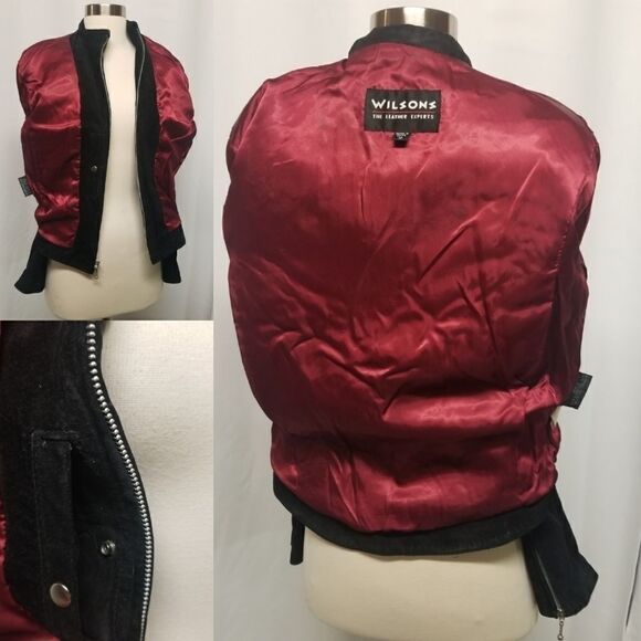 Vintage 90s y2k Wilsons Leather Jacket Western Fringe Black Suede Punk Rock Md - Picture 8 of 10